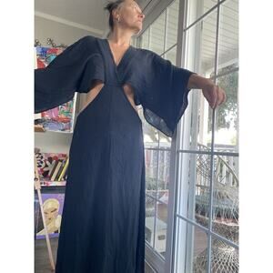 TIA Black Cut Out Long Maxi Dress Boho Festival Vacation Resort Wear Size M